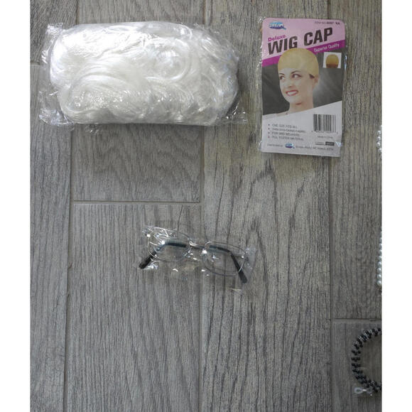 Old Lady Costume Set Grandma Wig Granny Wig Cap Madea Glasses Cane One Size - Picture 3 of 4